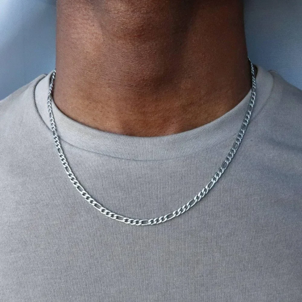 Stainless Steel Figaro Link Necklace